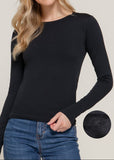 NENA BLACK INNER FAUX FUR LONG SLEEVE TOP