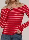 RENEE  RED/IVORY TOP  OFF SHOULDER