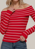 RENEE  RED/IVORY TOP  OFF SHOULDER