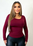 Thelma Basic Top Burgundy - Fashion Effect Store