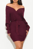 One Call Away Dress Burgundy - Fashion Effect Store