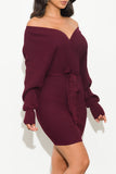 One Call Away Dress Burgundy - Fashion Effect Store