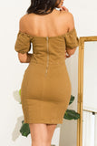 Carrie  Dress Camel - Fashion Effect Store