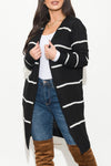 Rising Up Stripped Cardigan Black - Fashion Effect Store