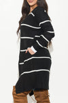 Rising Up Stripped Cardigan Black - Fashion Effect Store
