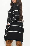 Rising Up Stripped Cardigan Black - Fashion Effect Store