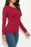 Fall Basic Thermal Top Long Sleeve Burgundy - Fashion Effect Store