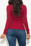 Fall Basic Thermal Top Long Sleeve Burgundy - Fashion Effect Store