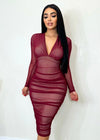 Almost There Dress Burgundy - Fashion Effect Store