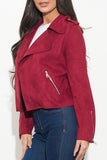 Baily Faux Suede Jacket Burgundy - Fashion Effect Store