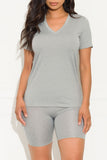 Chill Out Set V Neck Grey - Fashion Effect Store