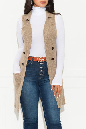 Handle It Cardigan Vest Heather Khaki - Fashion Effect Store
