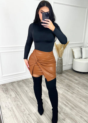 Drop A Line Skirt Caramel - Fashion Effect Store