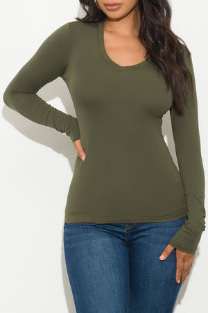 Ebony Top Long Sleeve Olive - Fashion Effect Store