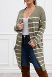 Fall Vibes Stripped Cardigan Olive/White - Fashion Effect Store