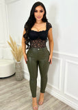 Maddie Faux Leather Pants Olive