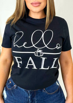 Hello Fall T Shirt Black