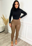 Clarity Faux Leather Leggings Taupe - Fashion Effect Store