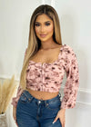 Asline Floral Blouse Pink