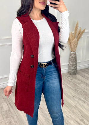 Handle It Cardigan Vest Burgundy - Fashion Effect Store