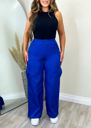 Let's Talk About It Cargo Pants Royal Blue - Fashion Effect Store