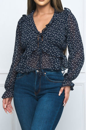 Susy Blouse Navy - Fashion Effect Store