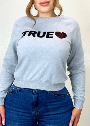True Love Sequin Sweater Gray - Fashion Effect Store
