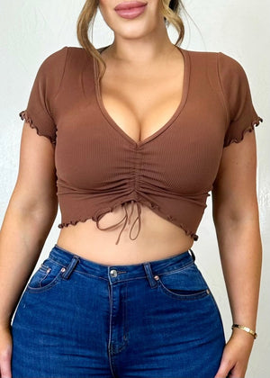 What If Crop Top Brown - Fashion Effect Store