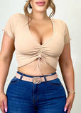 What If Crop Top Khaki - Fashion Effect Store