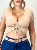 What If Crop Top Khaki - Fashion Effect Store