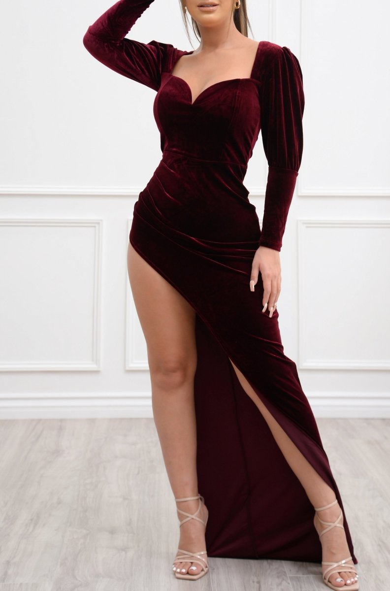 princess polly baby blue dress Long Sleeve Burgundy Velvet Mermaid Evening Dress Floor-Length Formal Prom  Gown for Women from Dhgate Boutique Occasion Dresses main image 1