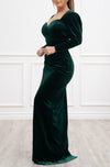 Zoe Velvet Dress Hunter Green - Fashion Effect Store