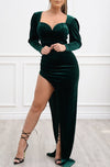 Zoe Velvet Dress Hunter Green - Fashion Effect Store